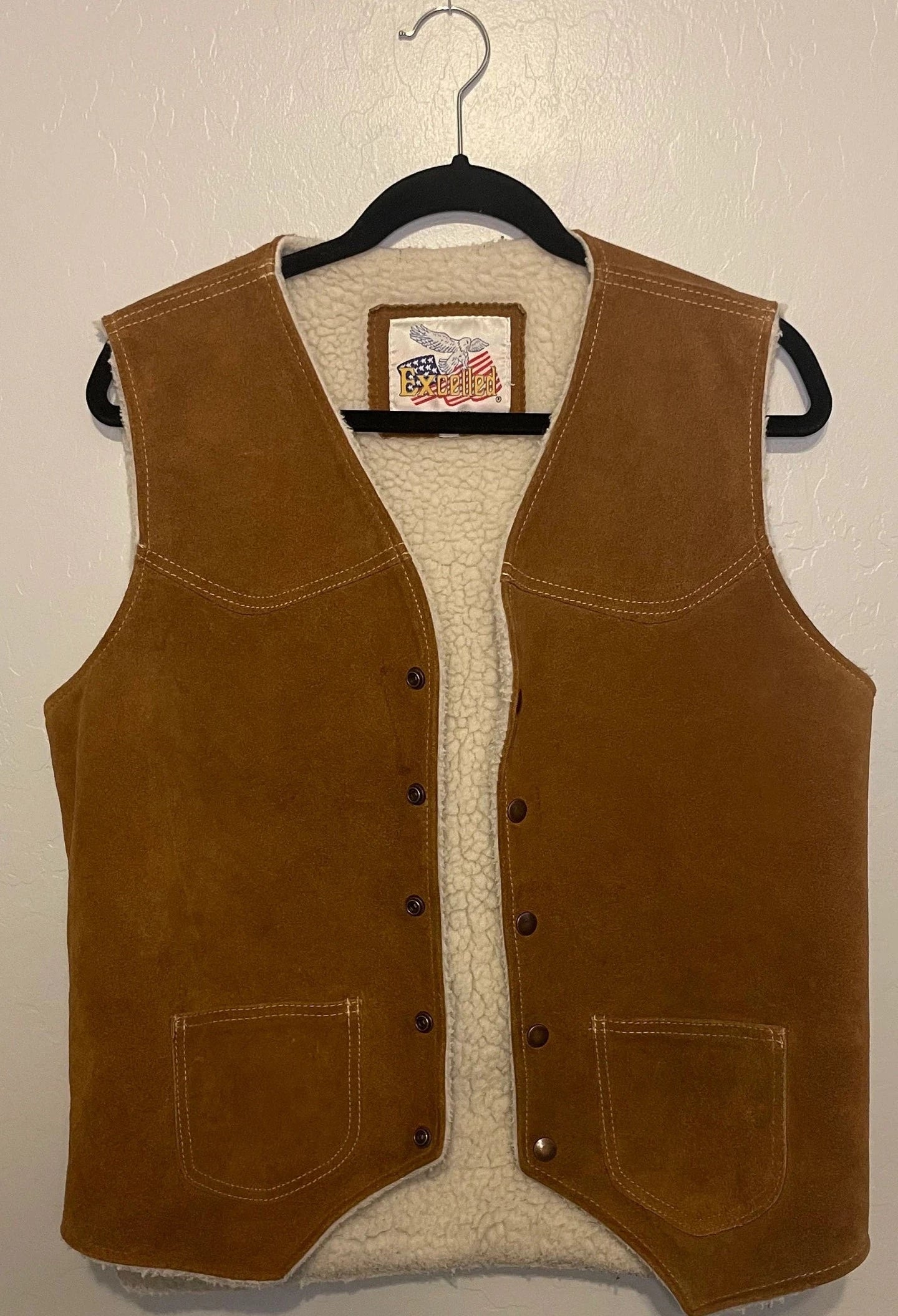 Vintage Leather & Fleece Vest