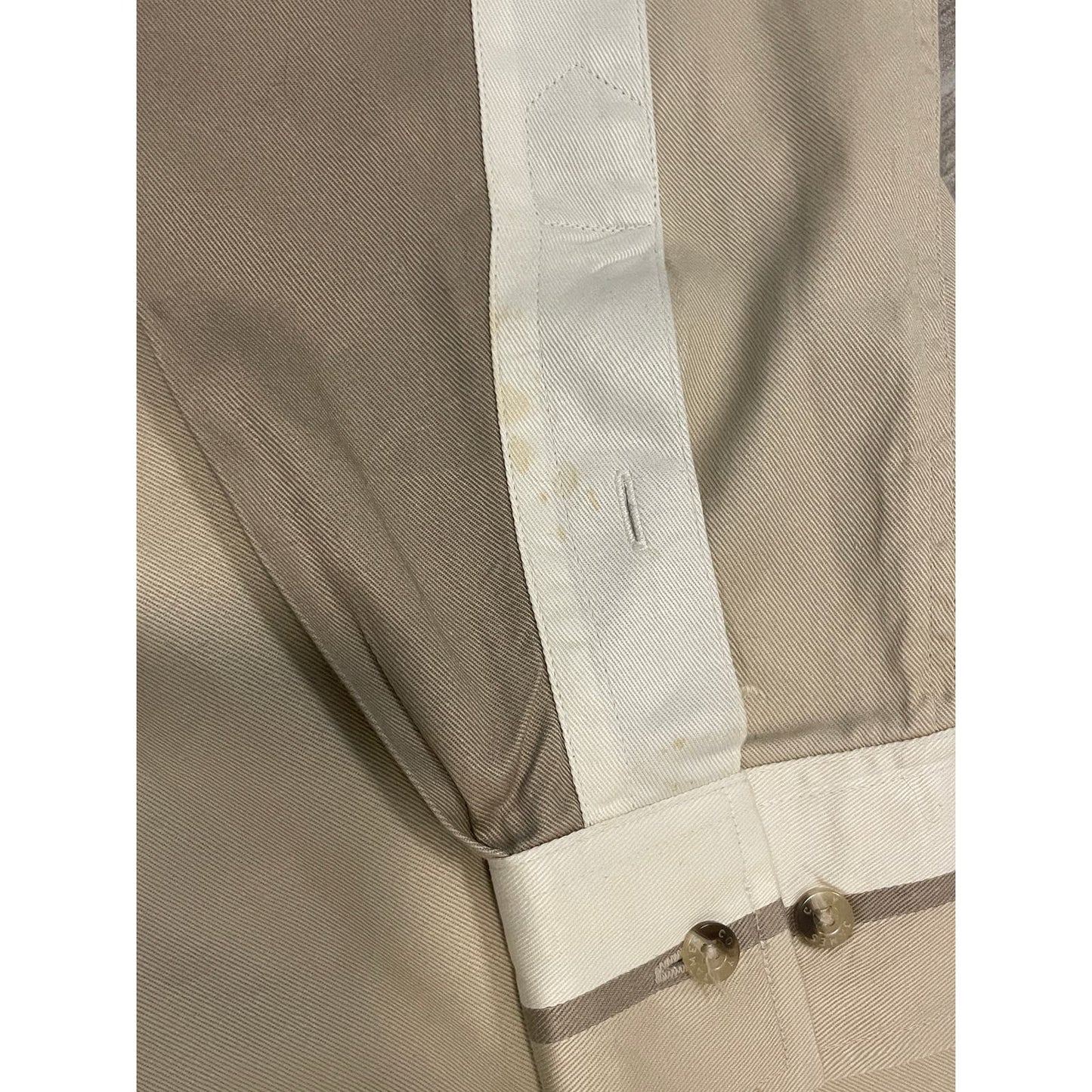 Khaki Color Blocked Button Up-MEN's