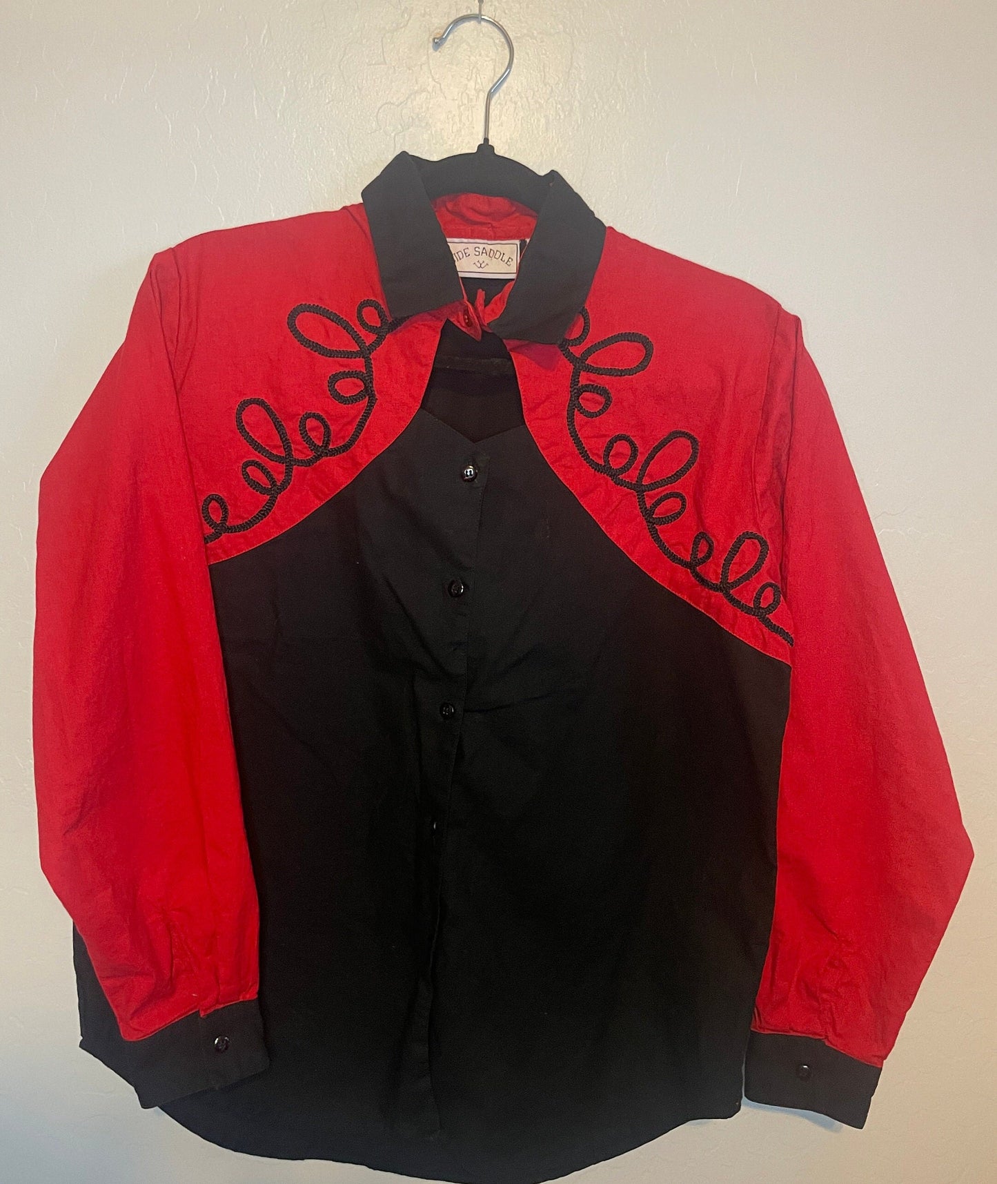 90s Side Saddle Red & Black Button Up