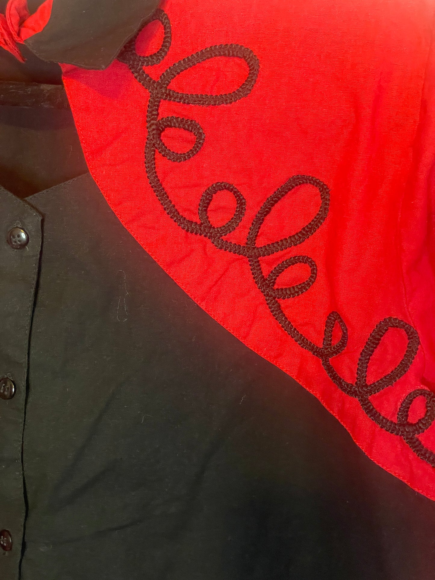 90s Side Saddle Red & Black Button Up