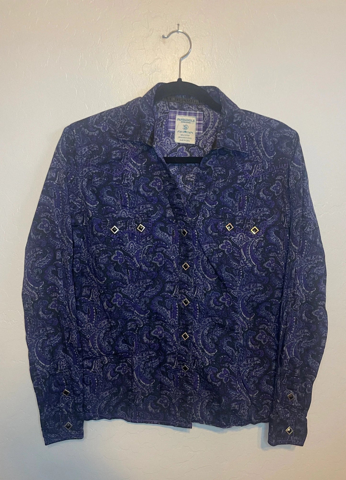 Panhandle Paisley Black & Purple Pearl Snap
