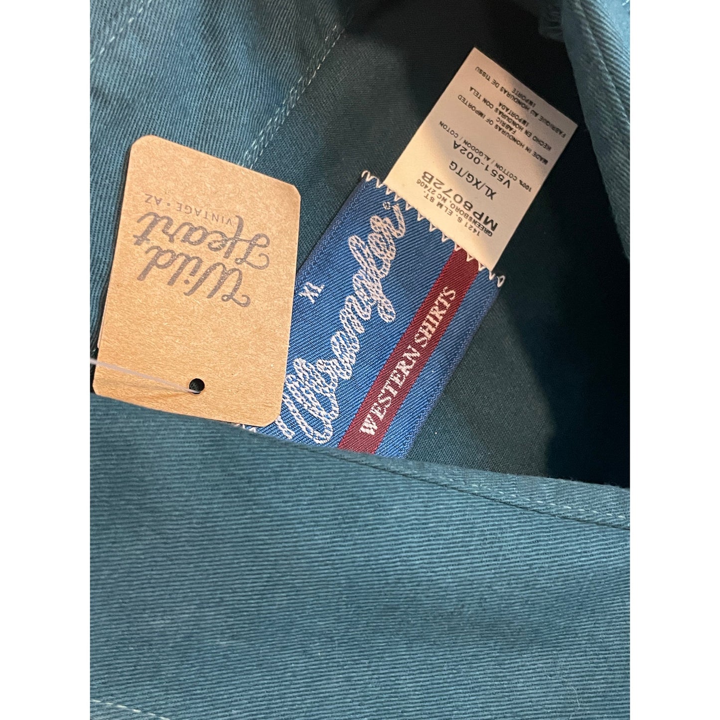 Vintage Dark Blue Wrangler Pearl Snap