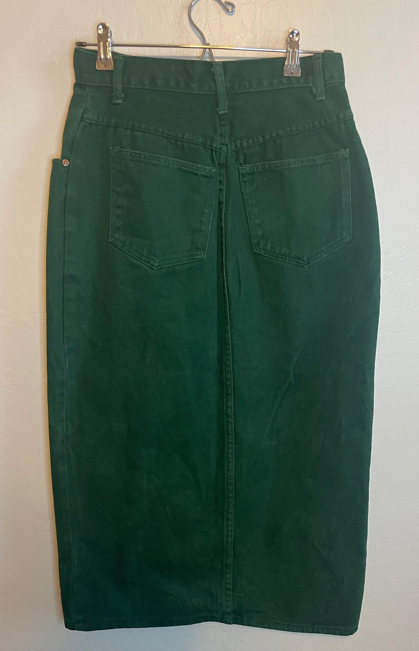 Vintage High Waisted Green Denim Skirt