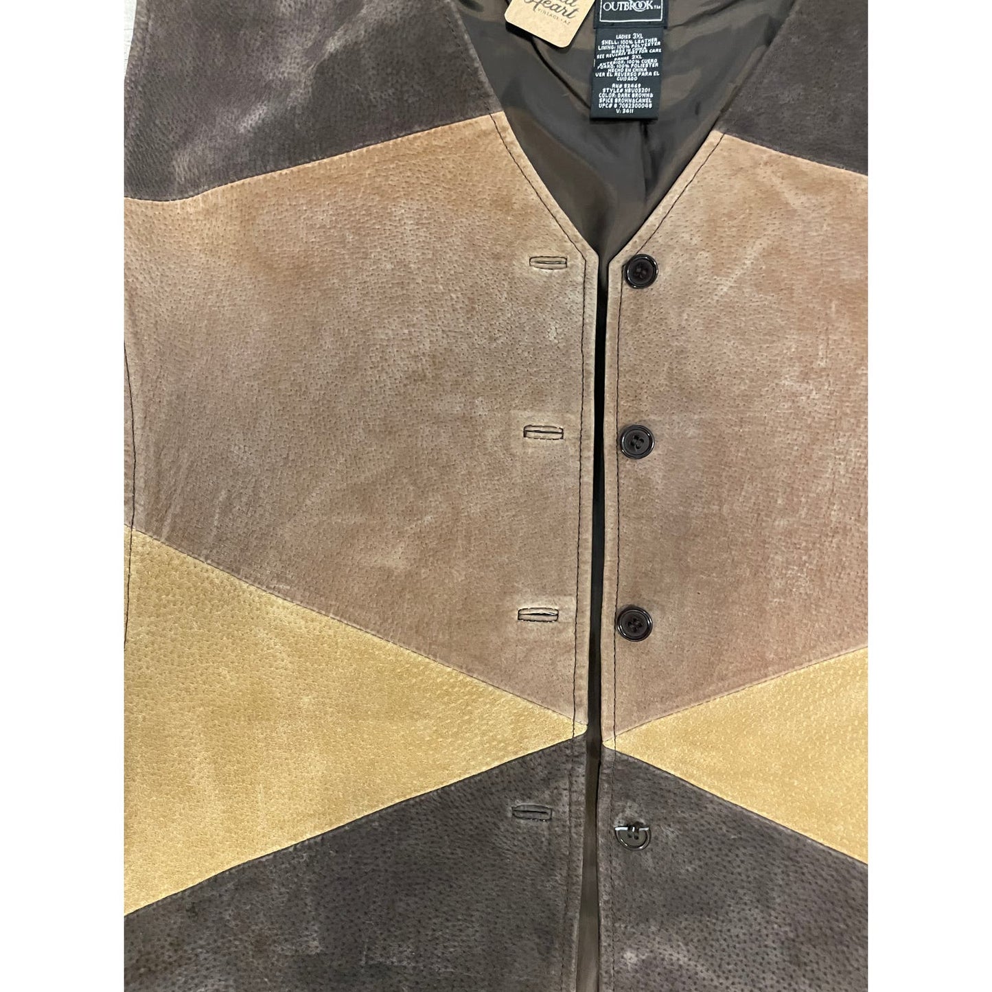 Vintage Suede Color Blocked Vest