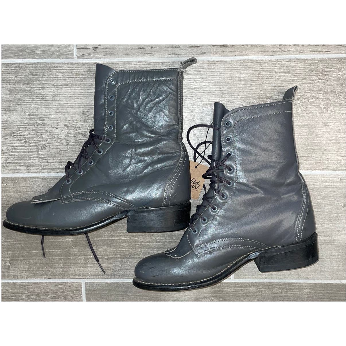 Vintage Gray Laredo Lace-Up Riding Boots
