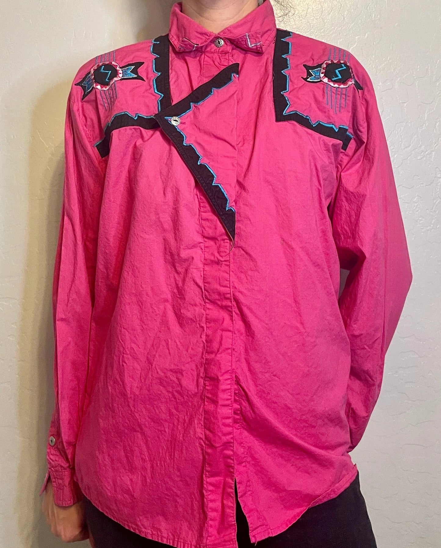 90s Southwestern Hot Pink Long Sleeve