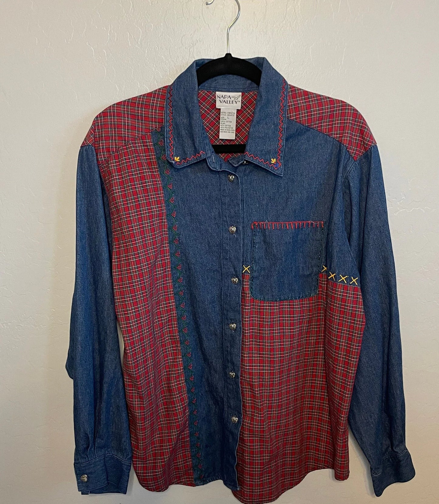 Vintage Napa Valley-Denim & Plaid Long Sleeve