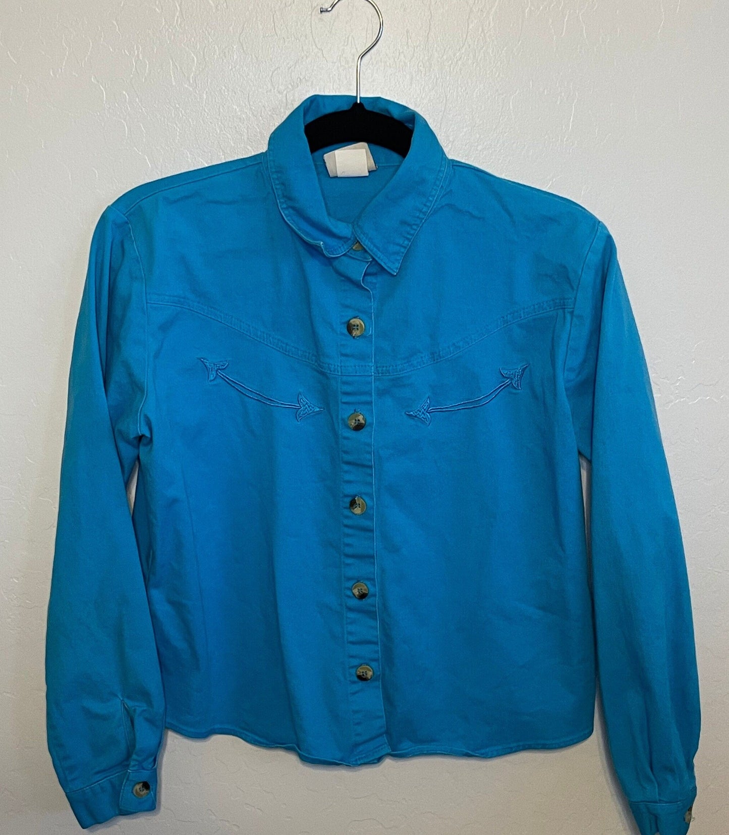 90s Western Teal Long Sleeve