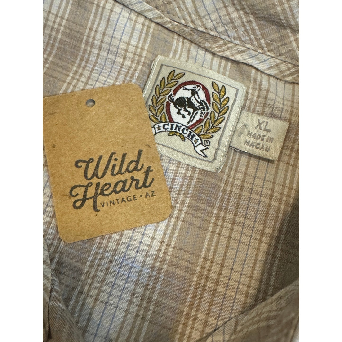 Vintage Cinch Cream & Tan Pearl Snap-MENS