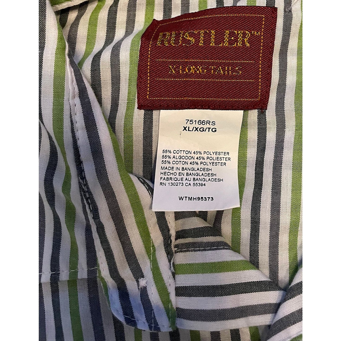 Vintage Green & Gray Striped Rustler Pearl Snap-MEN'S