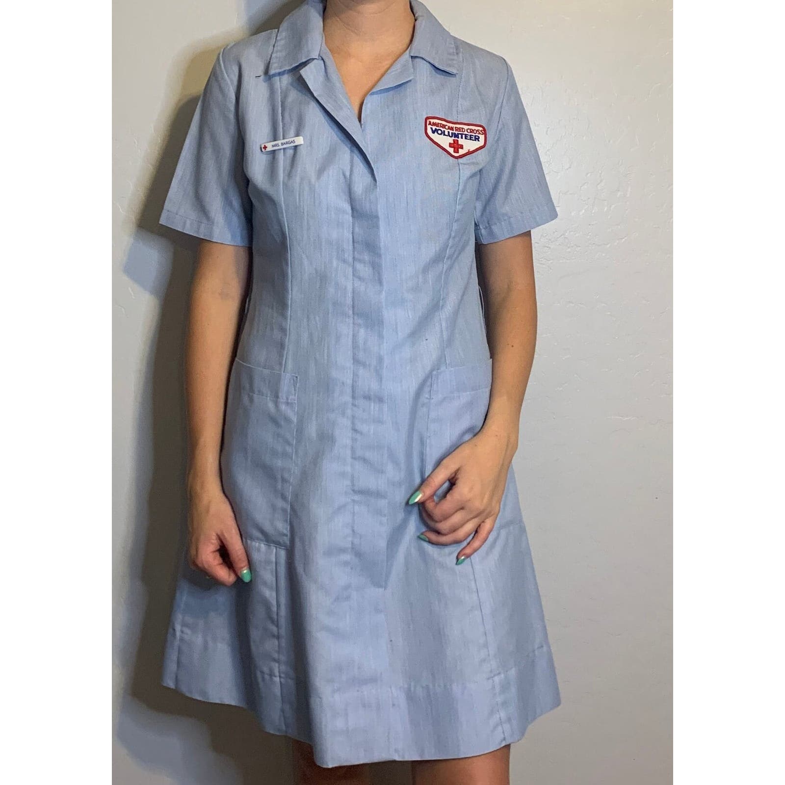 nurse vintage dress Embroidered Gown The Curatorial Dept Stand out in the hospital wing this year as you come straight from the 40s and 50s Vintage 1960s American Red Cross