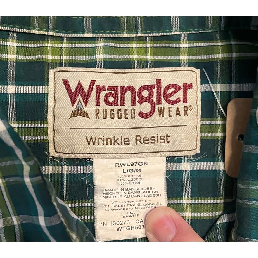 Green & Blue Stripped Wrangler Button Up- MEN's
