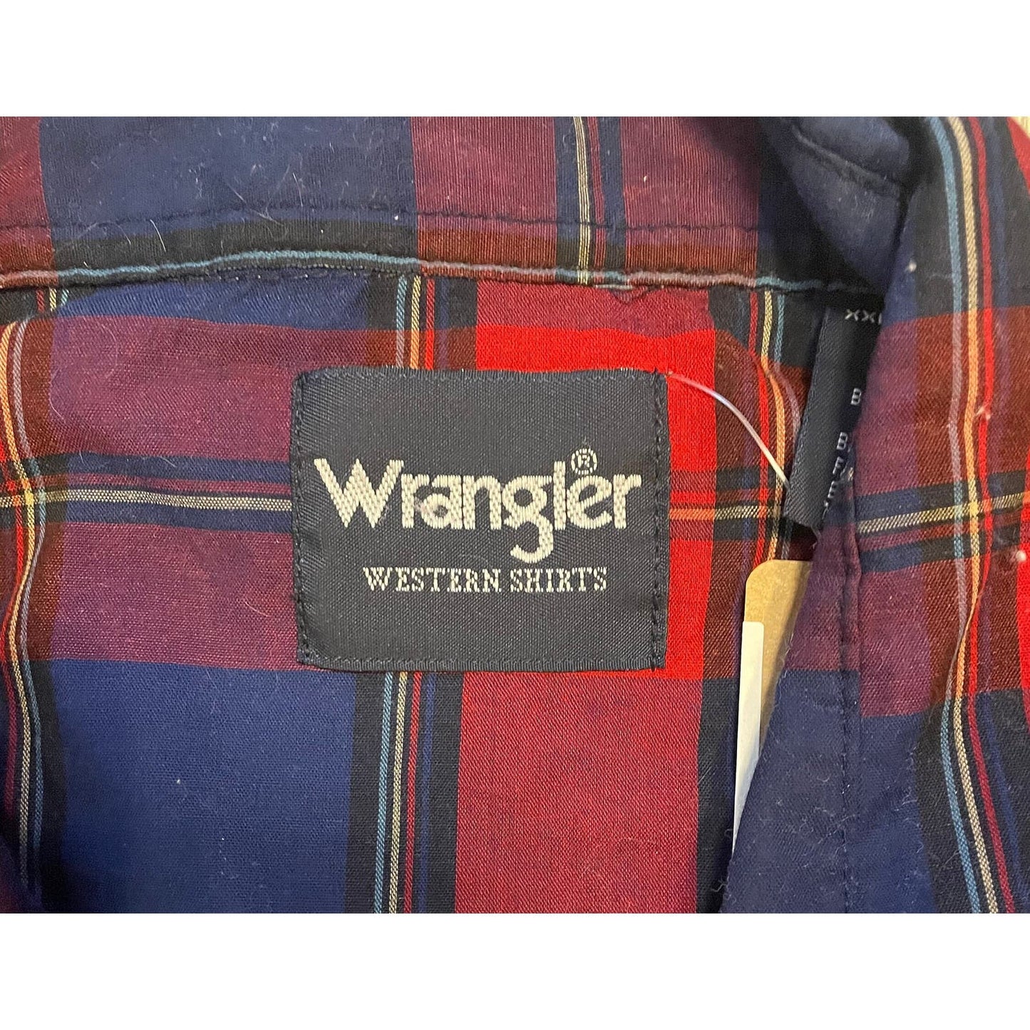 Vintage Bright Red & Blue Plaid Wrangler Long Sleeve-MEN'S