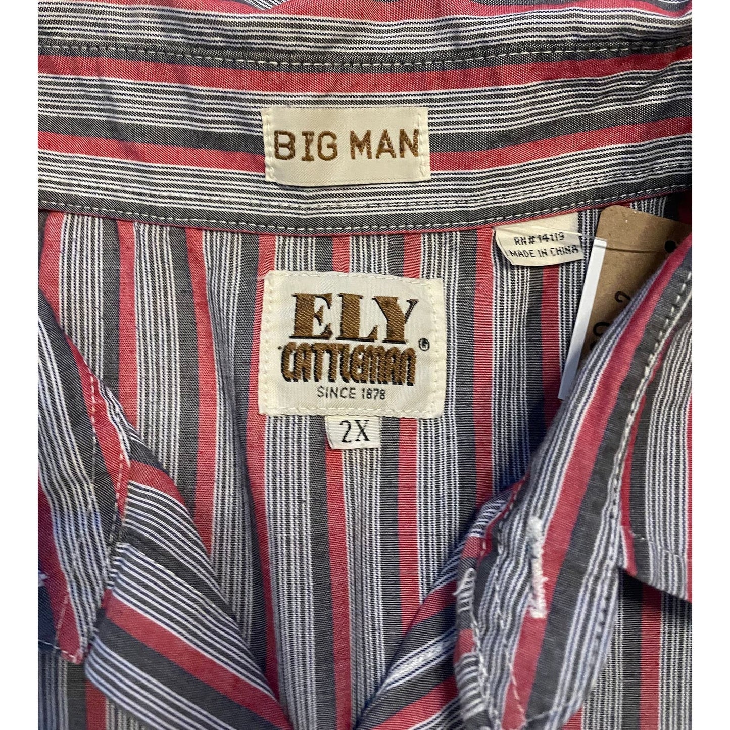 Vintage Gray & Red Stripped Ely Cattleman- MEN'S