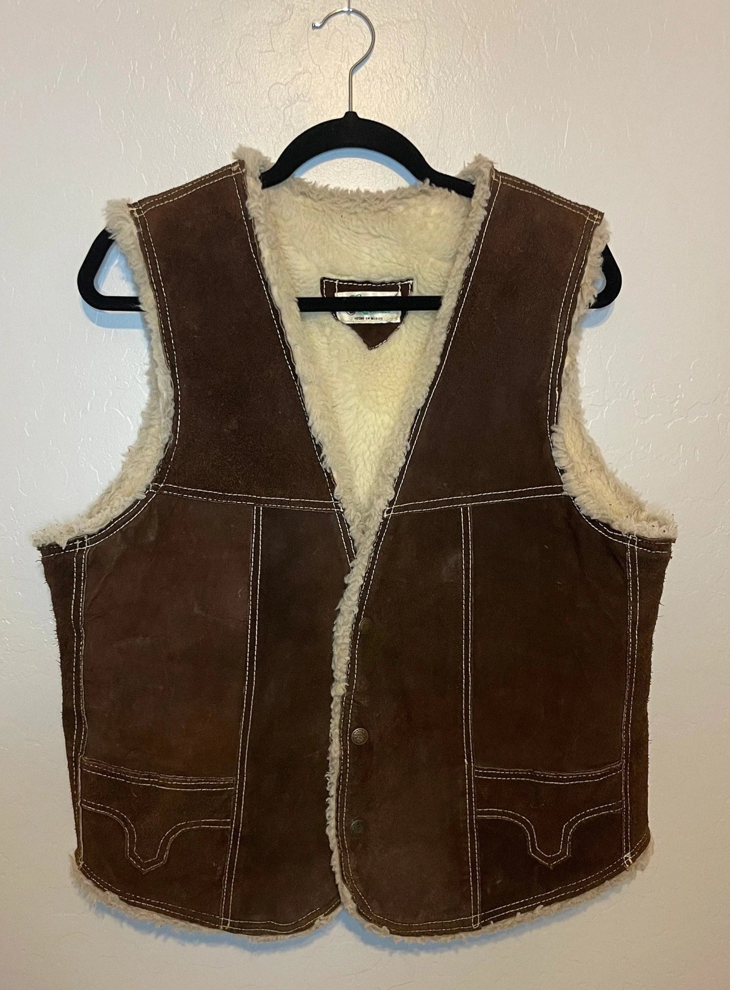 90s Leather & Fleece Dark Brown Jacket