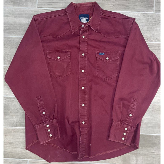 Vintage Maroon Wrangler Pearl Snap-MEN'S (XL)