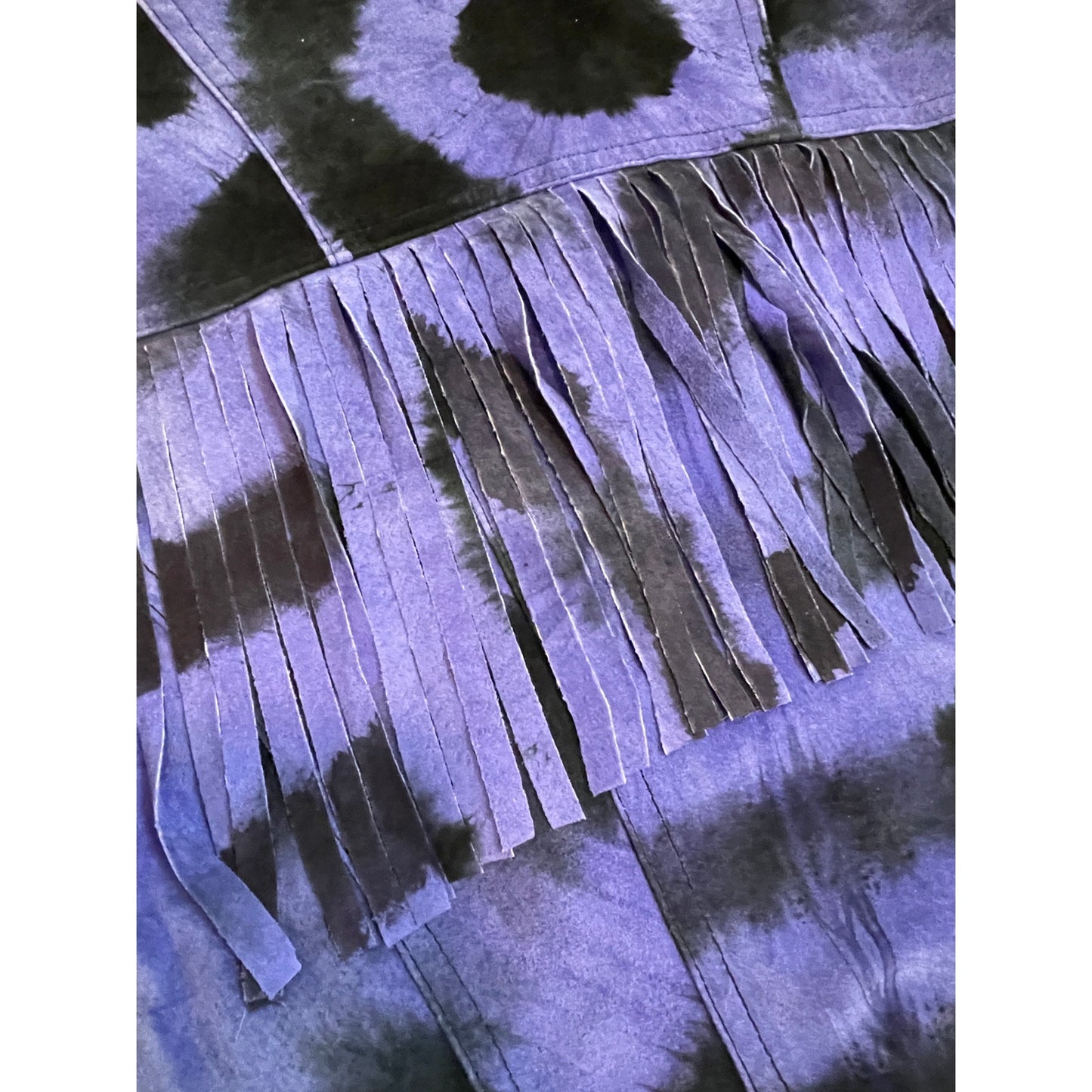 Vintage Purple Tie Dye Fringe Suede Jacket