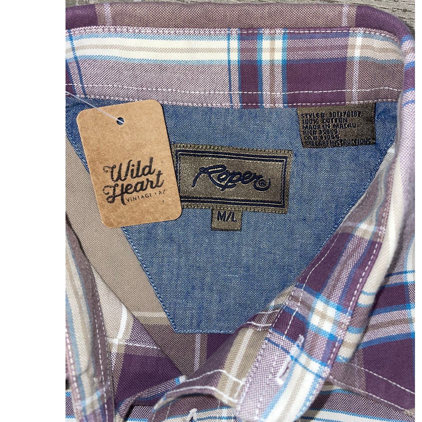 Vintage Plaid Roper Long Sleeve Shirt-MEN's