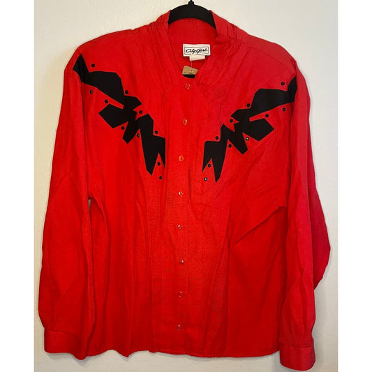 Vintage 80s Red City Girl Long Sleeve