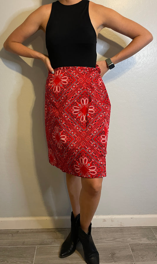 Vintage 90s Tie Red Bandana Skirt