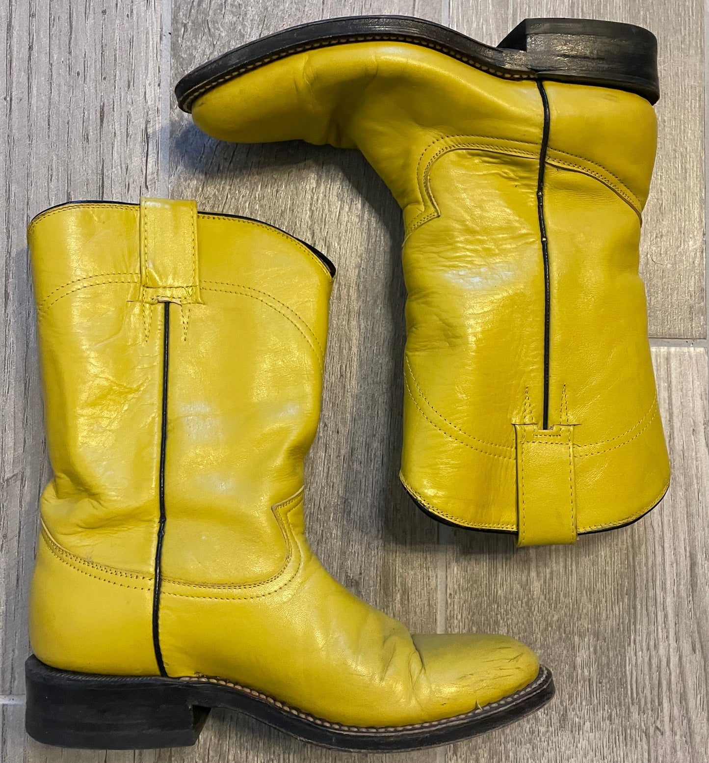 Vintage Yellow Justin Cowgirl Boots