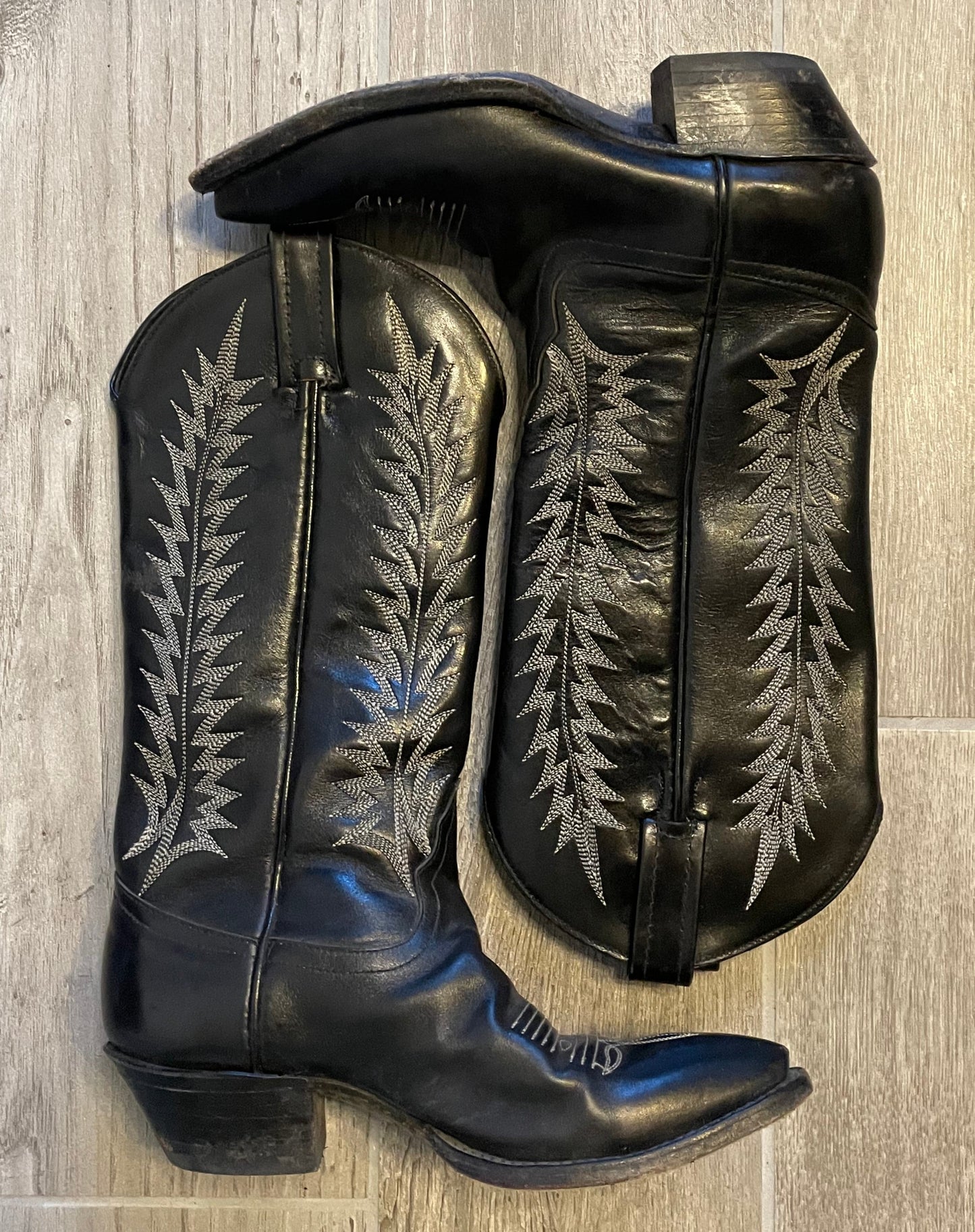 Vintage Tony Lama Black & White Cowgirl Boots