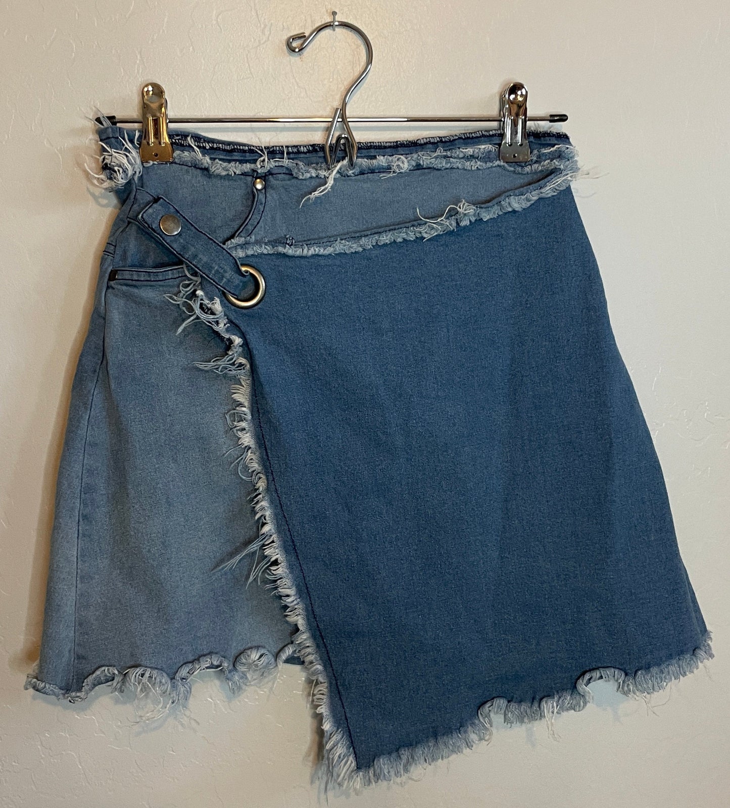 Handmade Denim Skirt with Frayed Edges