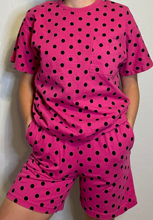 Vintage Pink Polka Dot Short Sleeve & Shorts