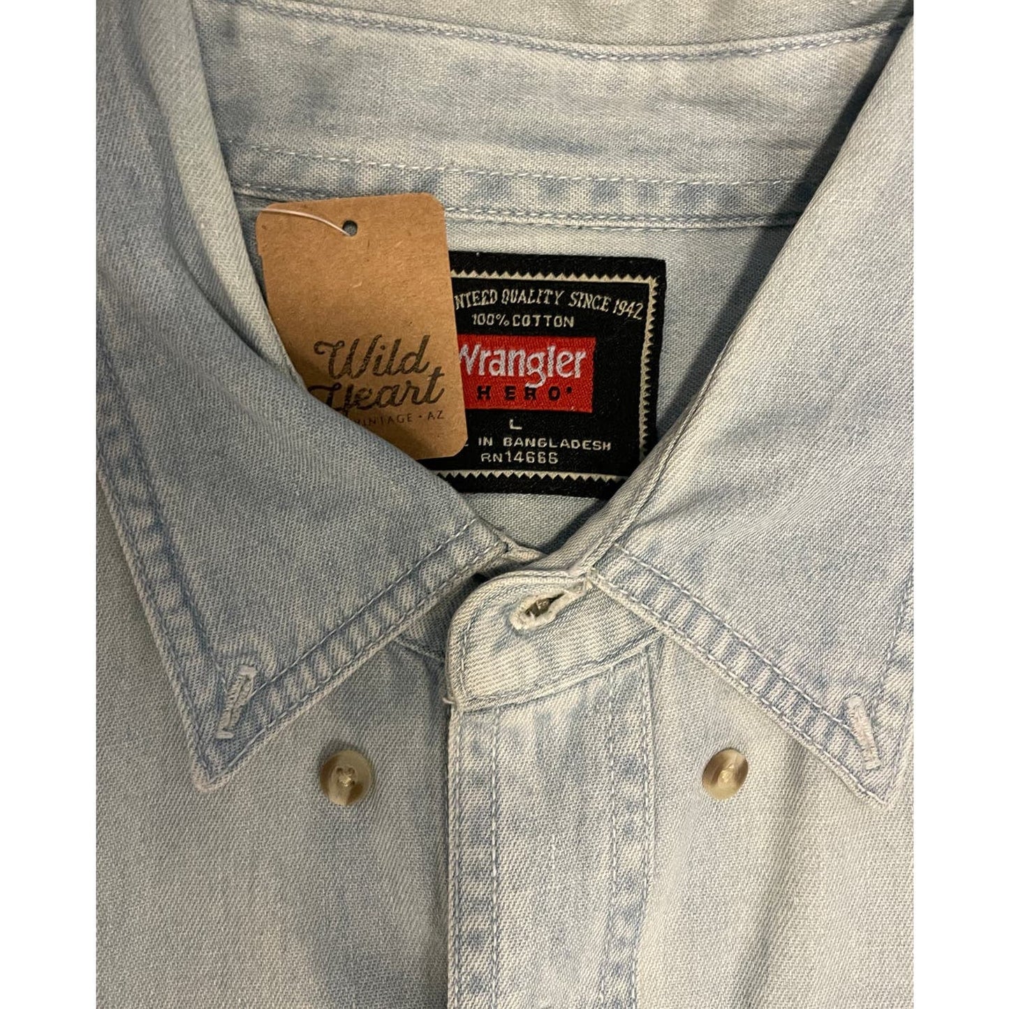 Vintage Denim Wrangler Button Up with Eclipse 500