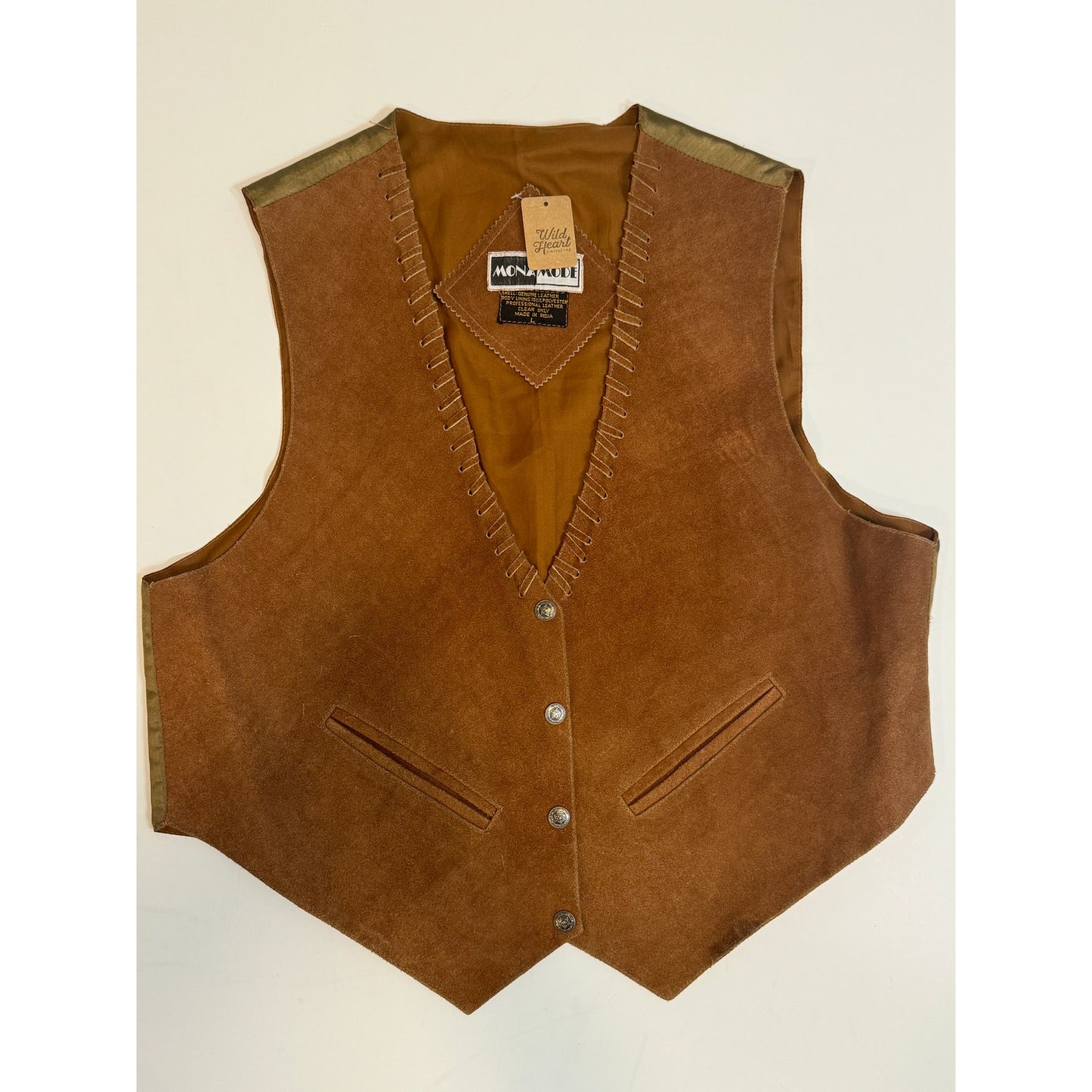 Vintage Tan Mona Mode Suede Vest