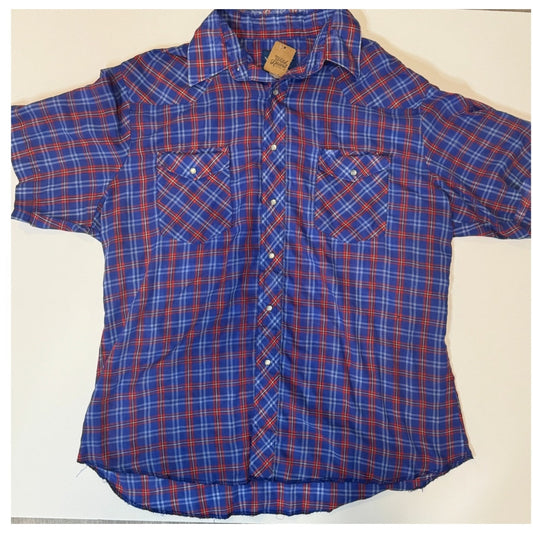 Vintage Plaid Wrangler Short Sleeve Shirt-MEN'S