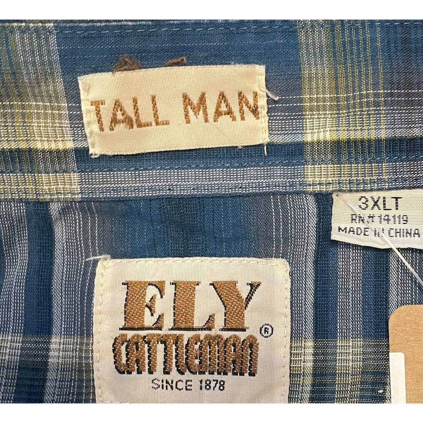 Vintage Blue Plaid Ely Cattleman- MEN'S