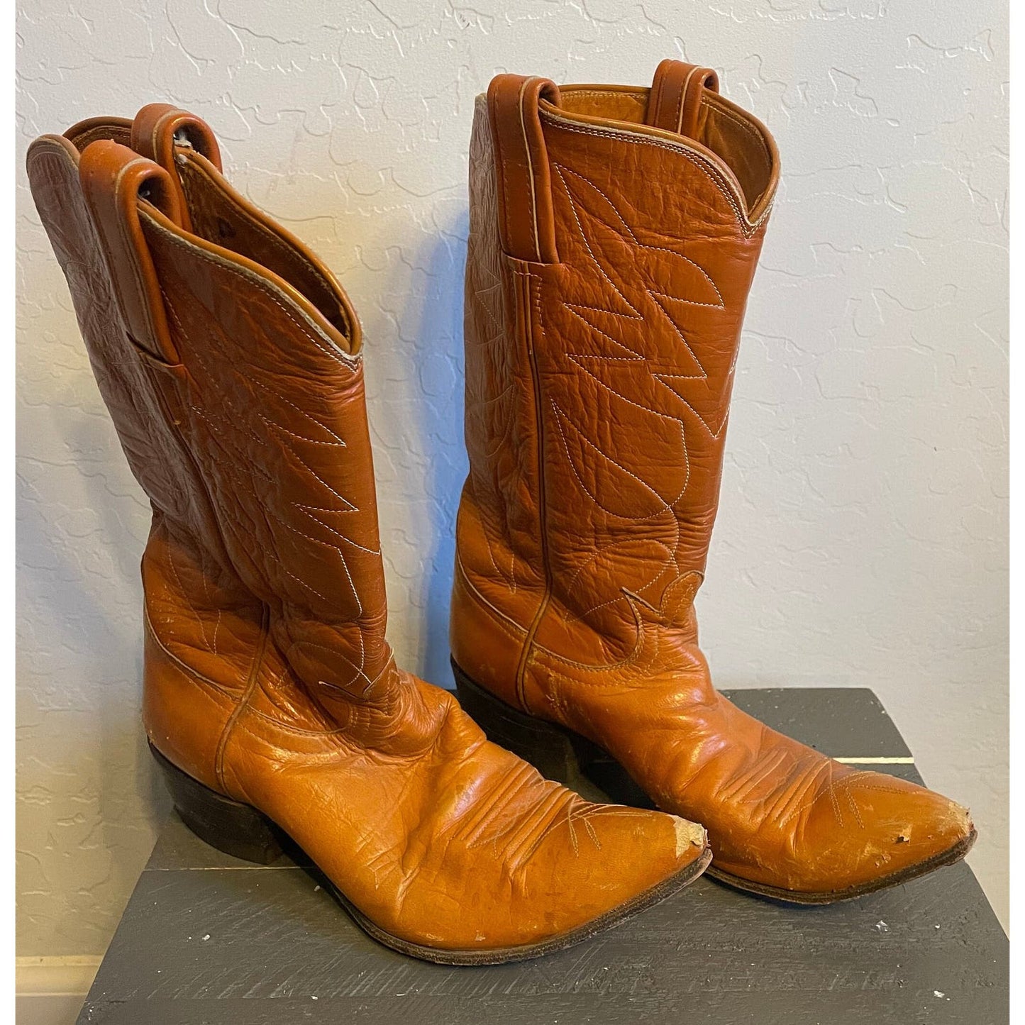 Vintage Tony Lama Orange/Tan Cowgirls Boots
