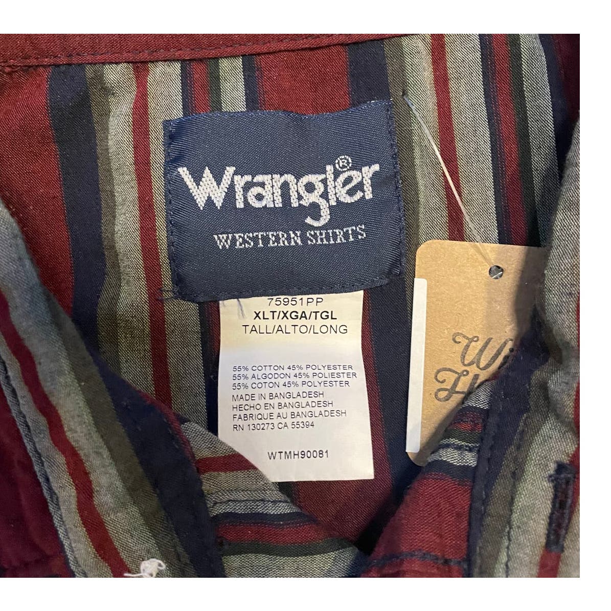 Vintage Maroon Stripped Wrangler Shirt-MEN's