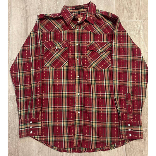 Vintage Red Plaid Canyon Guide Pearl Snap- MEN'S