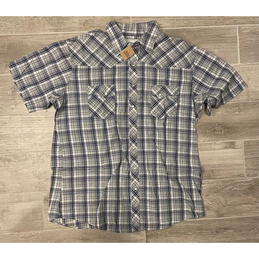 Wrangler Grey & Purple Short Sleeve Shirt-MEN's